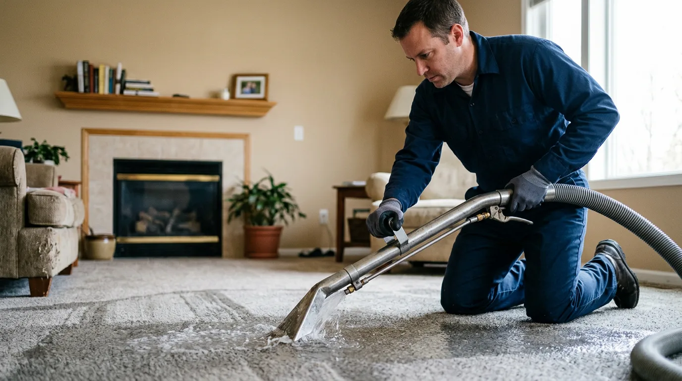 Water damage restoration technician working near Camden, MS